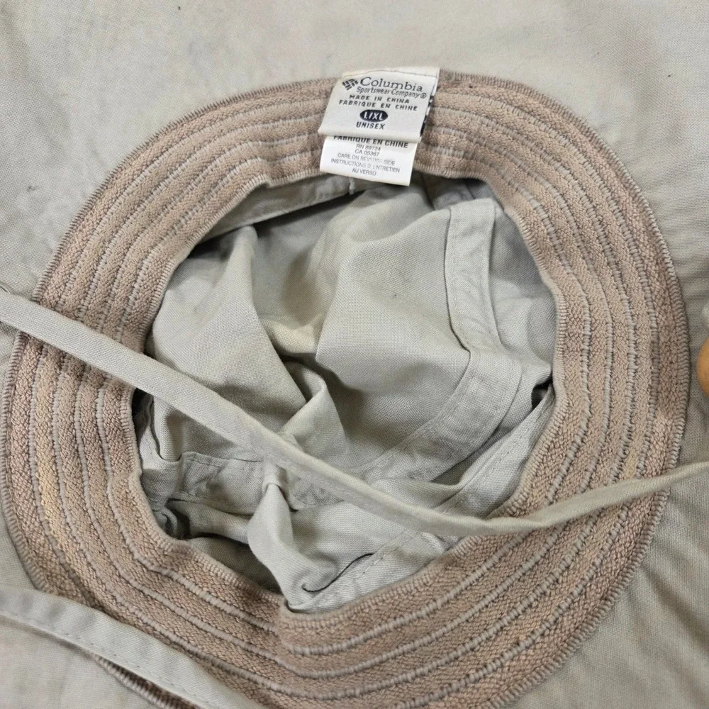 Columbia‎ Unisex L/XL Tan Wide Brim Straw Sun Hat Hiking Fishing CU9041